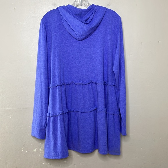 LOGO by Lori Goldstein Tiered Hoodie QVC A351642 Zip Front Comfortable Large - Picture 12 of 13
